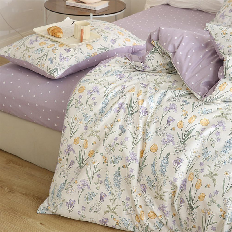 Housse de couette Flower Bedding, Housse de couette grand et 2 taies d'oreiller stan