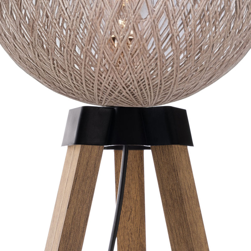 Lampe sur pied élégante, couleur crème, hauteur 57,1 po | Abat-jour en jute fabriqué à la main (13,4 po de diamètre) et panneau de fibres à densité moyenne (0,1 po d'épaisseur) | Longueur de câble réglable (maximum 78,7 po) | Idéal pour les d?