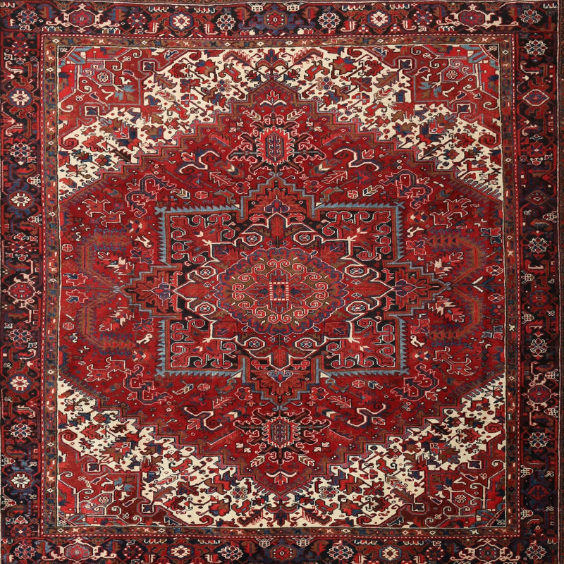 Tapis rouge/rose traditionnel Grazian, Carré 5 pi