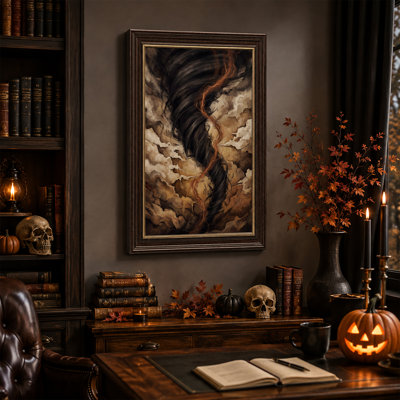 Toile murale représentant un tourbillon sombre de tornade avec une touche d'orange pour l'Halloween
