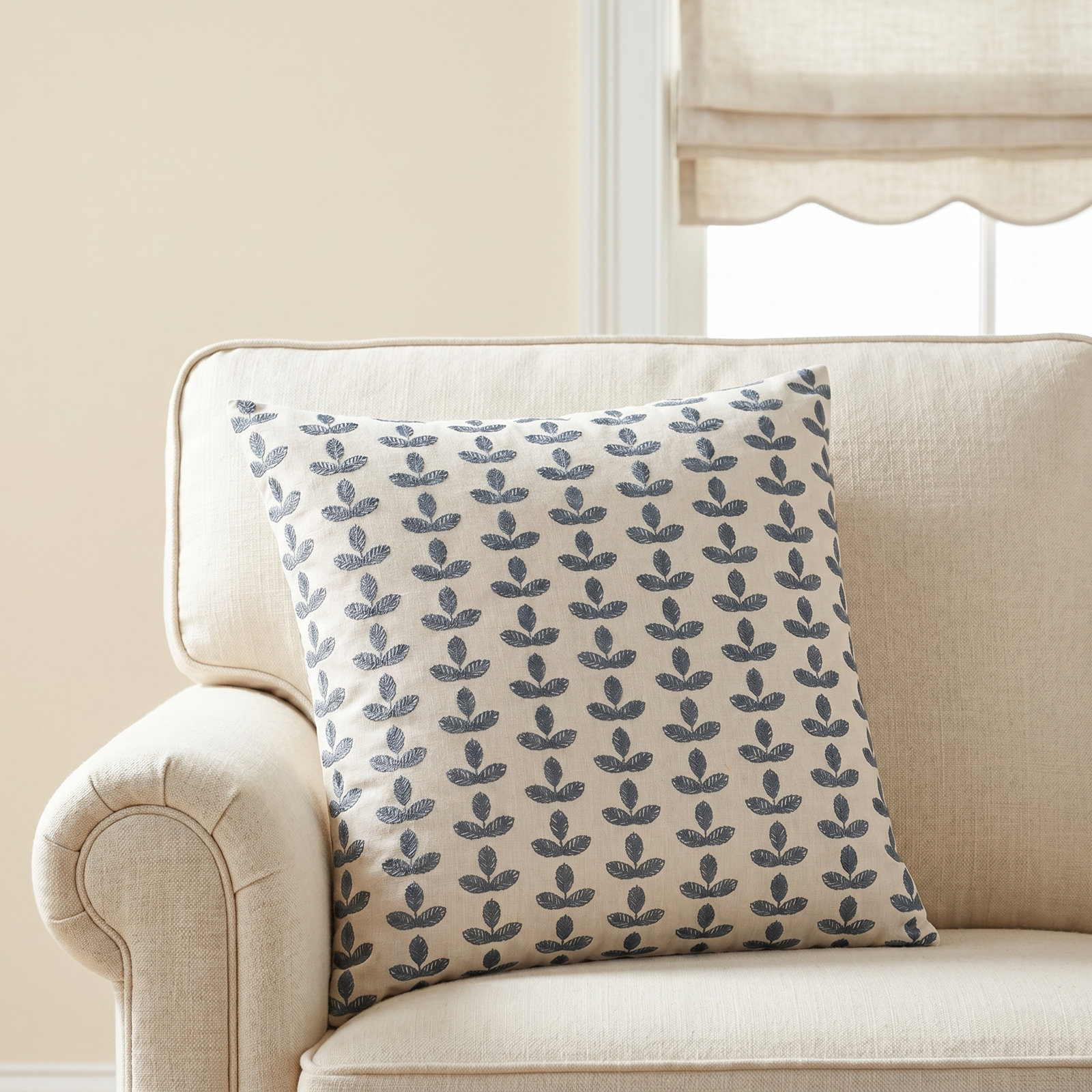 Throw Pillow, Blue Floral, Polyester, Square 18"