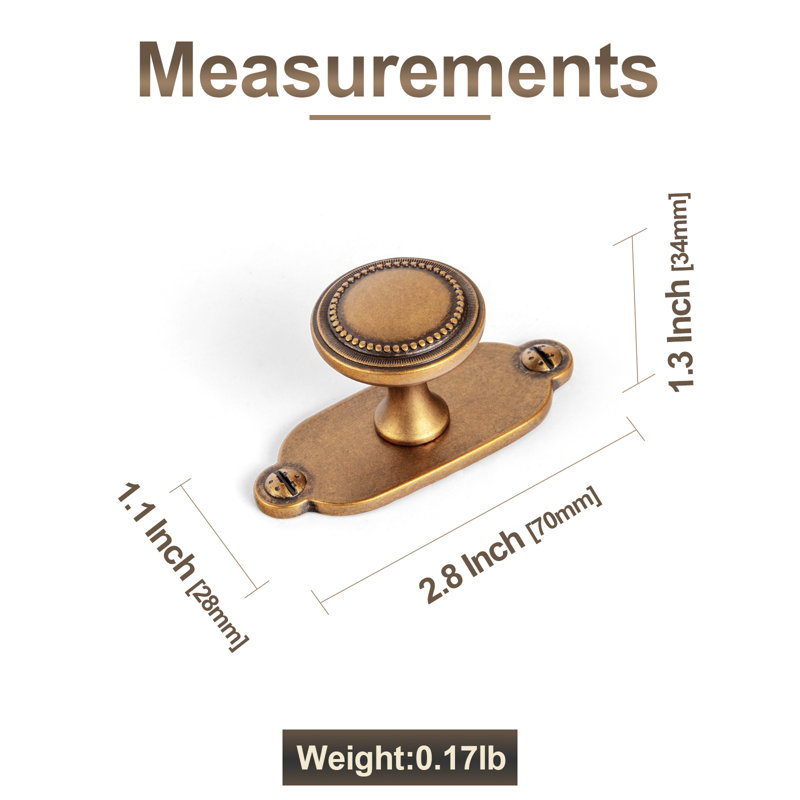 1 1/3" Mushroom Knob With Backplate(G013), Antique Brass