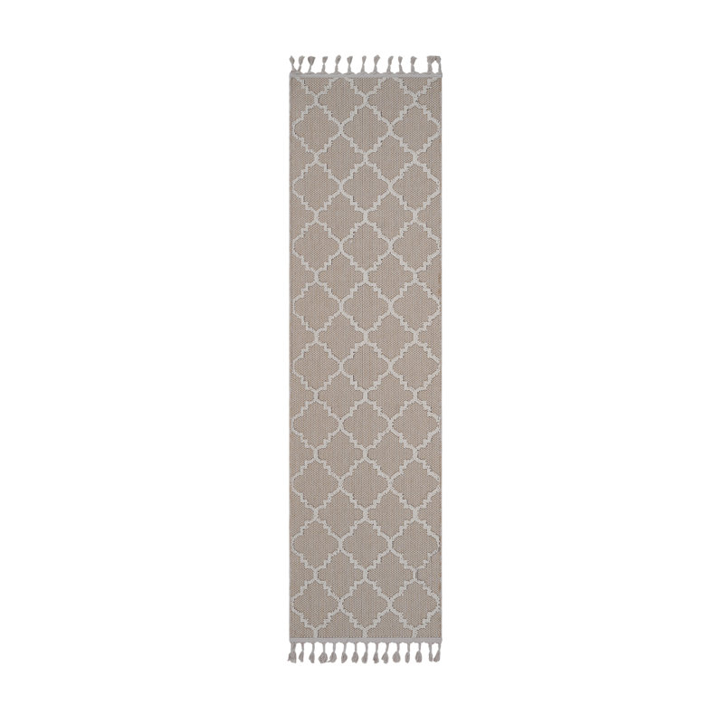 Collection Ivory / Trellis Indoor / Outdoor Area Rug, Runner 2'2" x 8'