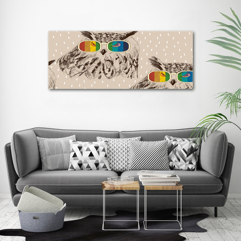 Owls In Glasses - No Frame Print on Canvas