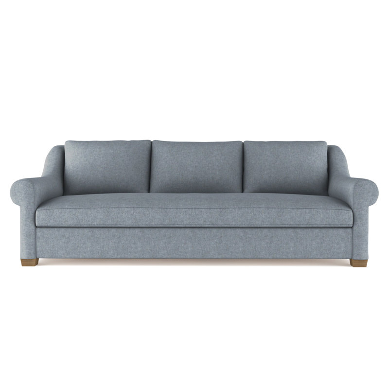 Thompson Rolled Slope-Arm Sofa, 32" H x 96" W x 41" D, Plush Velvet Blush, Weathered