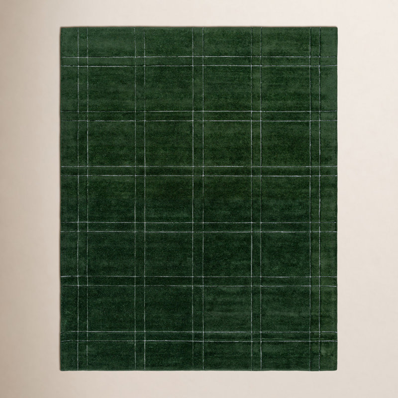Kinnell Green Hand Tufted Area Rug, Rectangle 5' x 8'