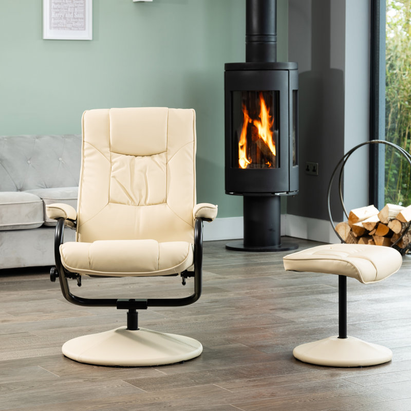 Oundle Swivel Based Based Recliner and Footstool - Cream, Cream