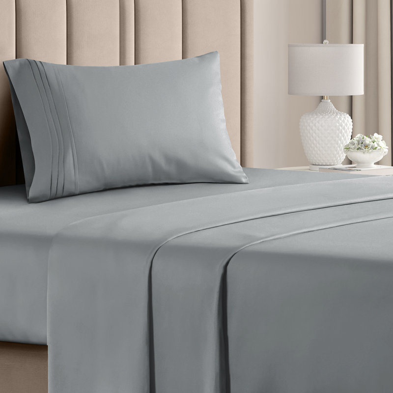Queen Size Steel Blue Microfiber Deep Pocket Sheet Set