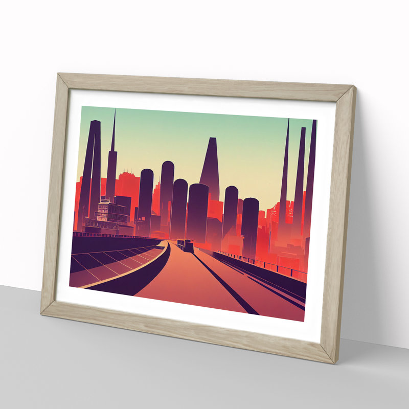 City Skyline Vol.6 - Framed Print, 46cm H x 64cm W x 2cm D, Oak Framed