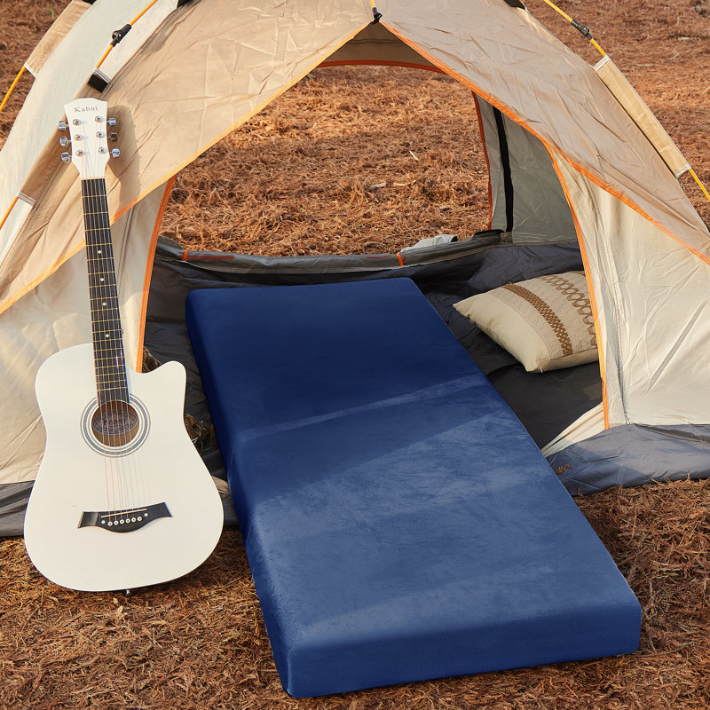 Memory Foam Portable Camping Mattress Pad, Navy, 3" H x 80" L x 38" W
