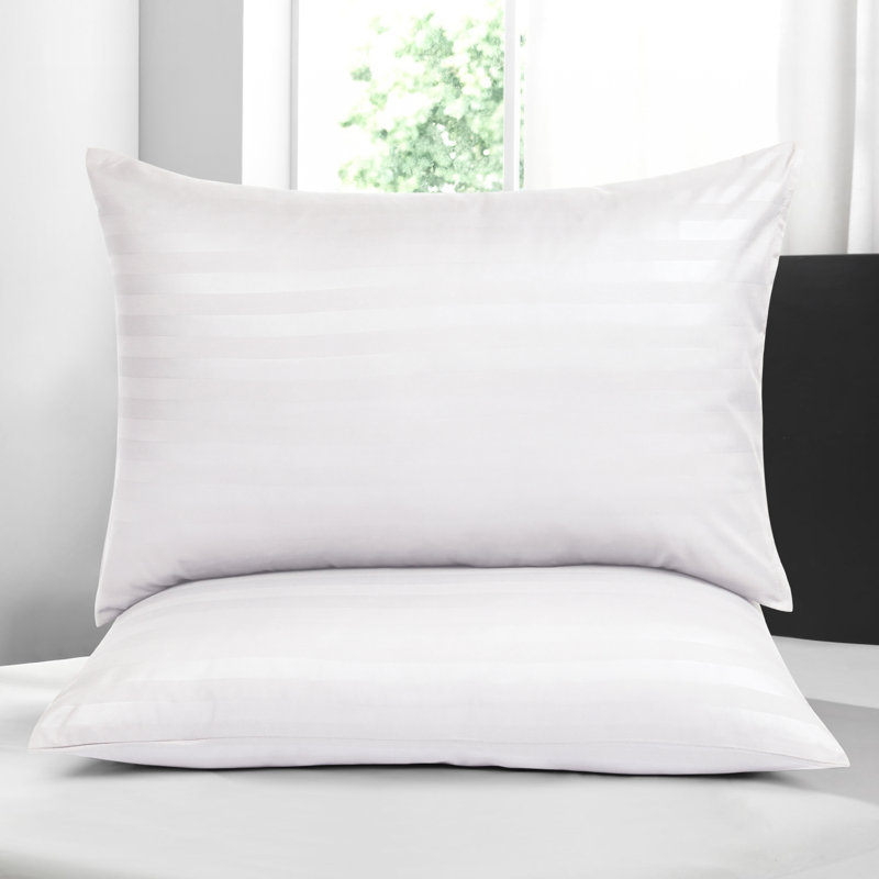 Microfiber Machine Tufted Stripe Pillow Cases- (Set of 2), White