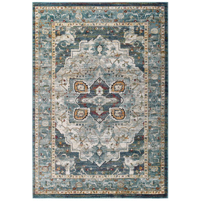 Modway Tribute Diantha Distressed Vintage Floral Vintage Medallion Area Rug, 8x10, Multicolor