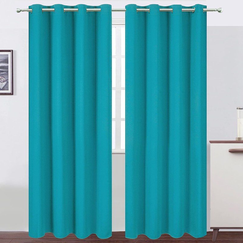 Erfried Blackout Curtain Pair, Turquoise, 52" W x 84" L