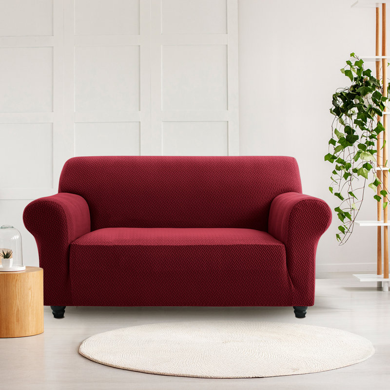 Premium Stretch Spandex Sofa Cover - Durable, Stylish & Easy-Fit Slipcover, 179cm H x 224cm W - (2 Seater), Burgundy