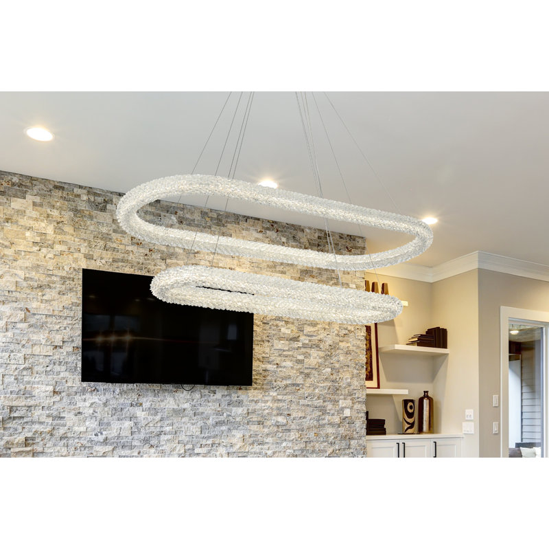 Brindalla 9 - Light Dimmable Tiered Chandelier, Satin Gold, 12" H x 51" W x 51" D