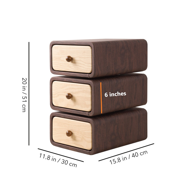 Table de chevet rotative en bois massif avec tiroirs emboîtables