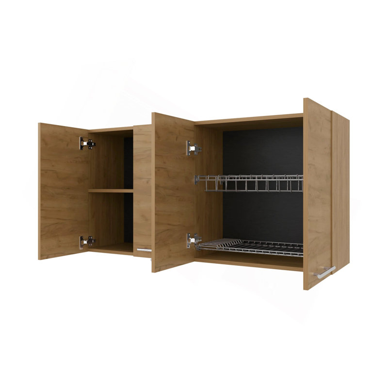 Natural Oak Wall Cabinet Kitchen In Melamine With 4-Door