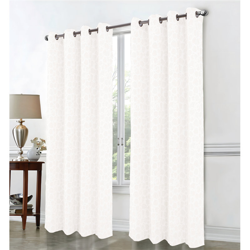 Rideau de fenêtre en jacquard Jasper Lurex, L 40 po x L 90 po, Blanc