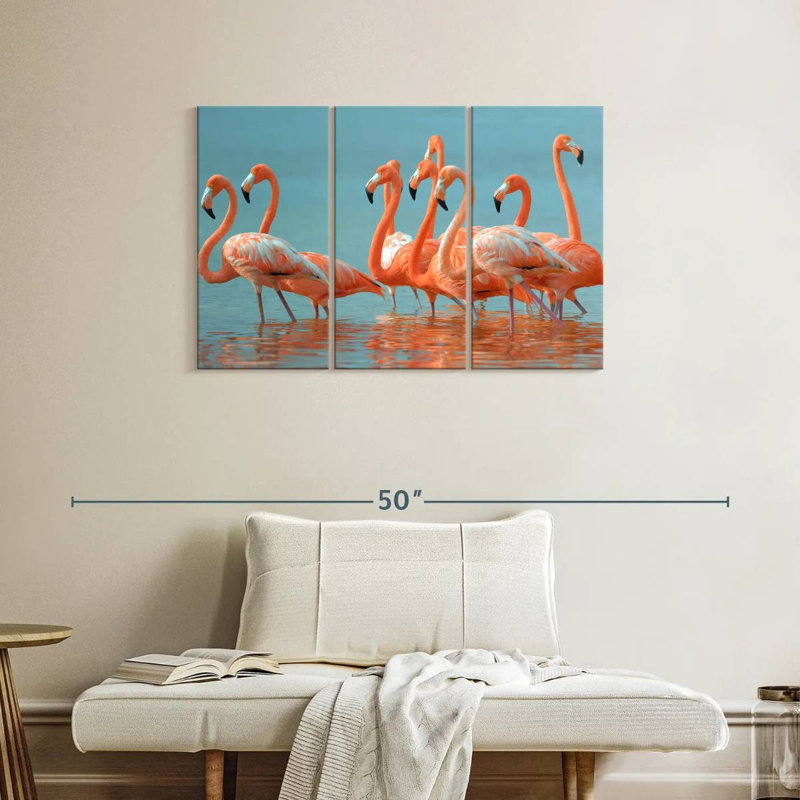Troupeau de flamants roses, H 24 po x l 38 po