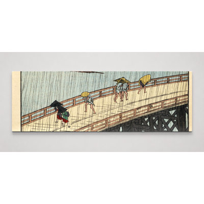 Sudden Shower over Shin-Ōhashi Bridge and Atake (1857) — Panoramic Canvas Wall Art