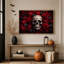 Art sur toile, crâne humain avec roses rouges et vignes torsadées-50870867