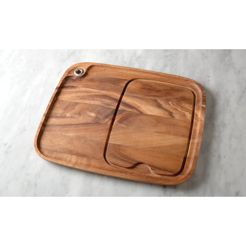 Acacia Wood Rectangular Steak Barbecue Plate with Juice Groove