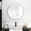 Grand miroir de salle de bain noir de 24 po avec support rond réfléchissant transparent pour une belle décoration intérieure