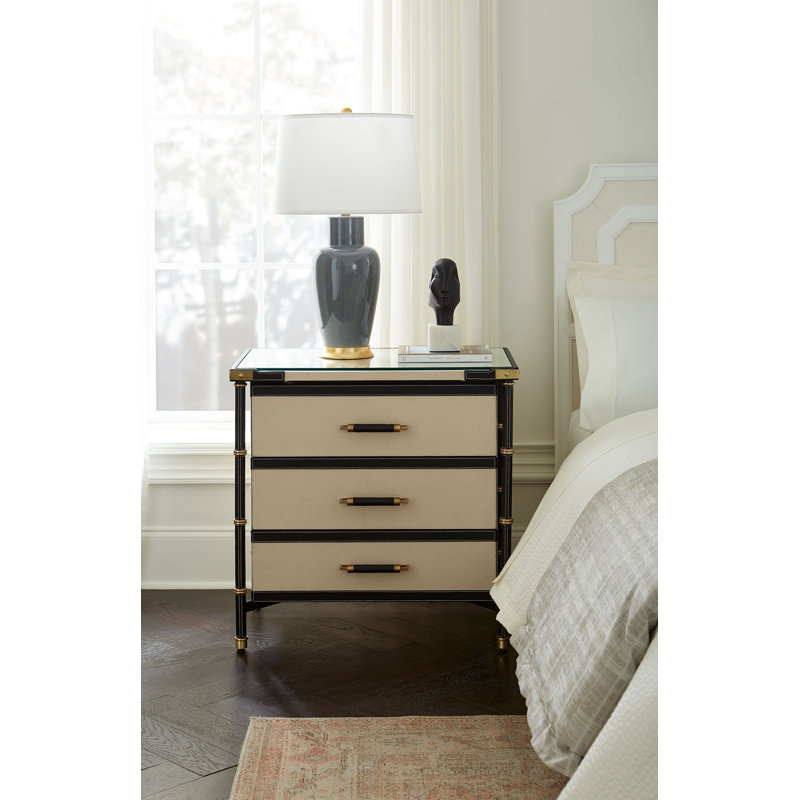 Toulon End Table, Black/Beige