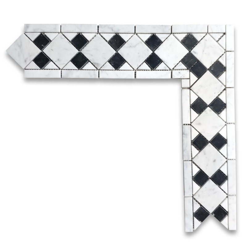 4.8 in. x 4.8 in. Marble Tile, White/Black
