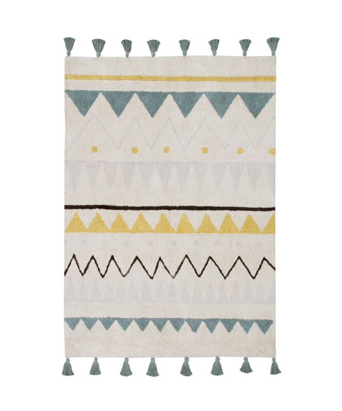 Tapis bleu noué à la main Azteca
