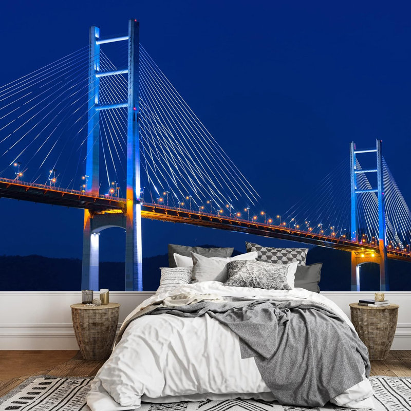 Neon Light Golden Gate Bridge, paysage urbain, photographie de points de vue, peintures murales, L 66 po x l 96 po