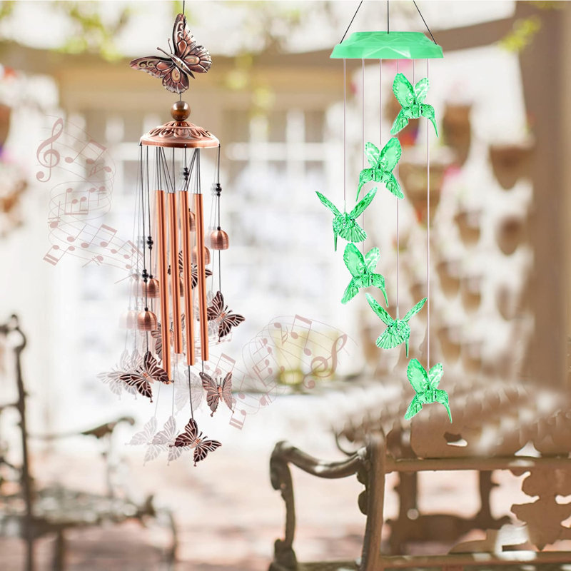 Carillon papillon en aluminium et carillon solaire