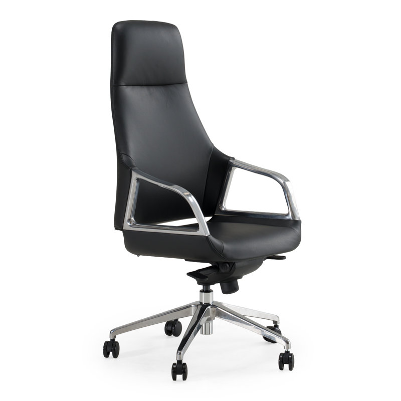 Marqueal Genuine Leather Executive Chair with Headrest, Black