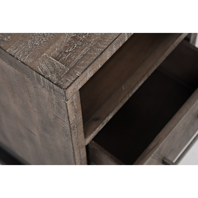 Bezout Solid Wood End Table with Storage, 24" H x 16" W