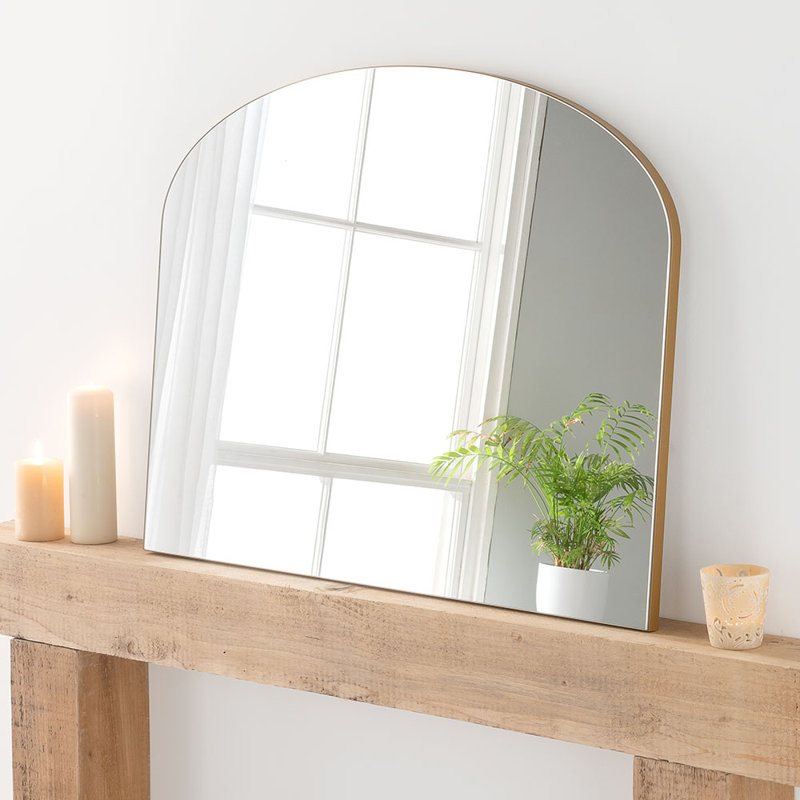 Efraim Wood Flat Floor Mirror, Matt Gold