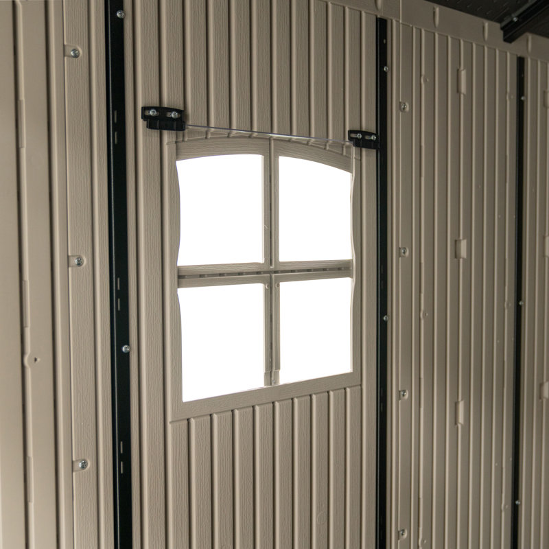 Lifetime 8' x 12' Gray Polyethylene Storage Shed with Shelving and Windows