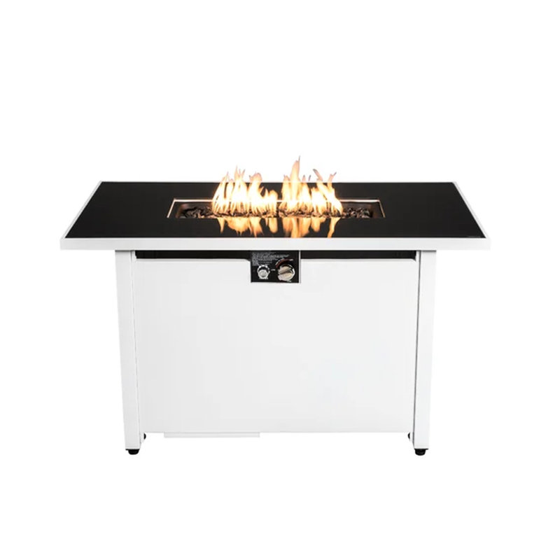 Foyer blanc rectangulaire de 43 po avec verre fumé - Compartiment de réservoir de propane caché à l'extérieur pour 50 000 pièces en acier inoxydable et fournisseur de chaleur 50000 toute l'année