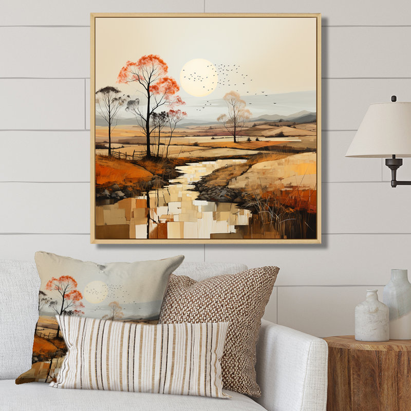 «Desert Prairies Peace Peace Sunset» sur toile, Cadre naturel flottant, 16" H x 16" W