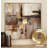 Canvas Abstract Brown Framed Wall Art with Silver Frame
