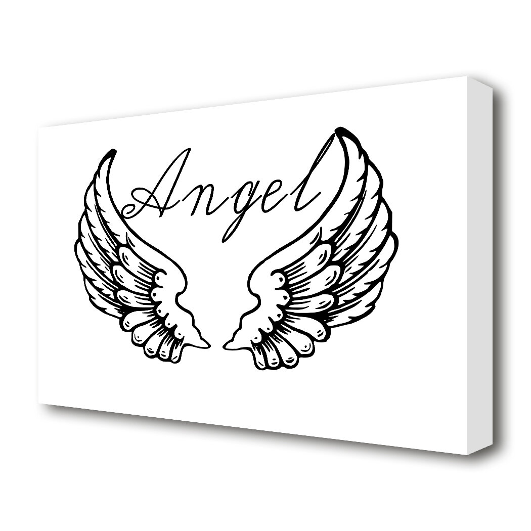 angel wings wrapped around drawing
