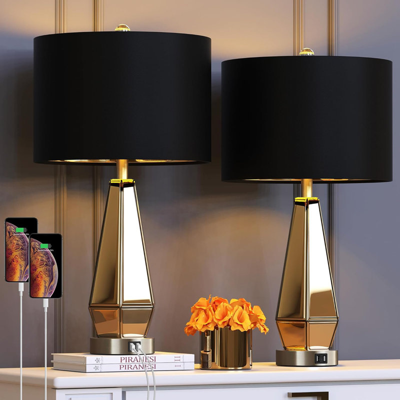 Angelie USB Table Lamp, Gold, Black