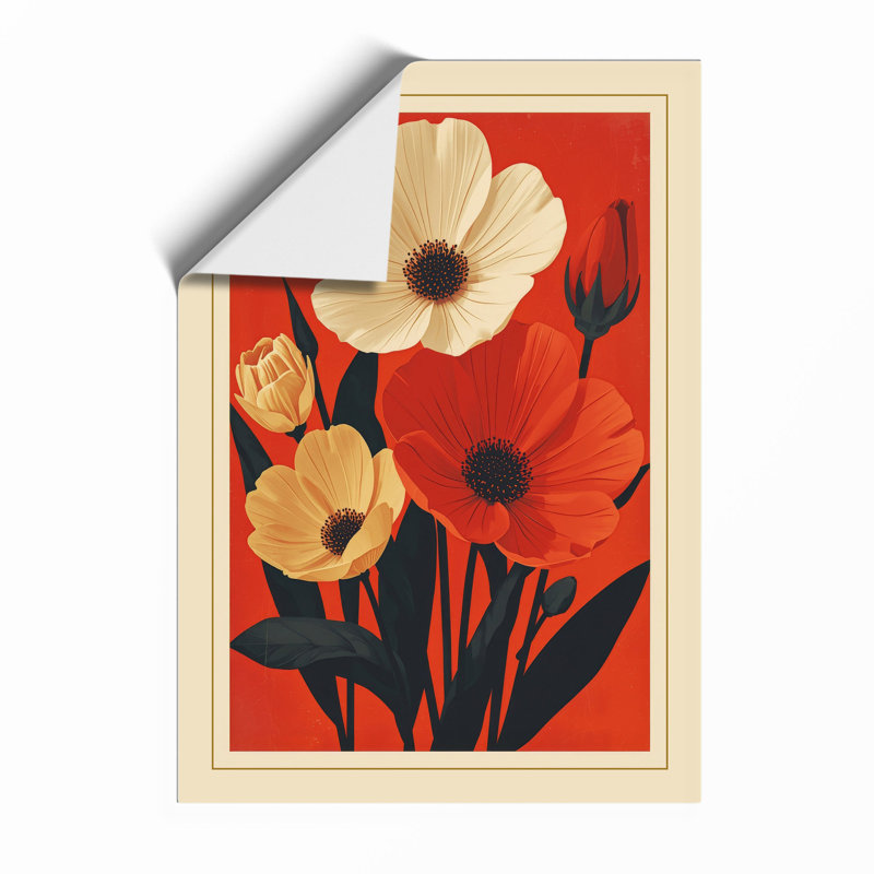 Poppy Study in Red Botanical - Framed Print, Unframed, A4 - 29.7 x 21.0 cm