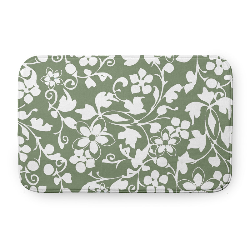 Tapis de bain floral, L 21 po x L 34 po, Vert