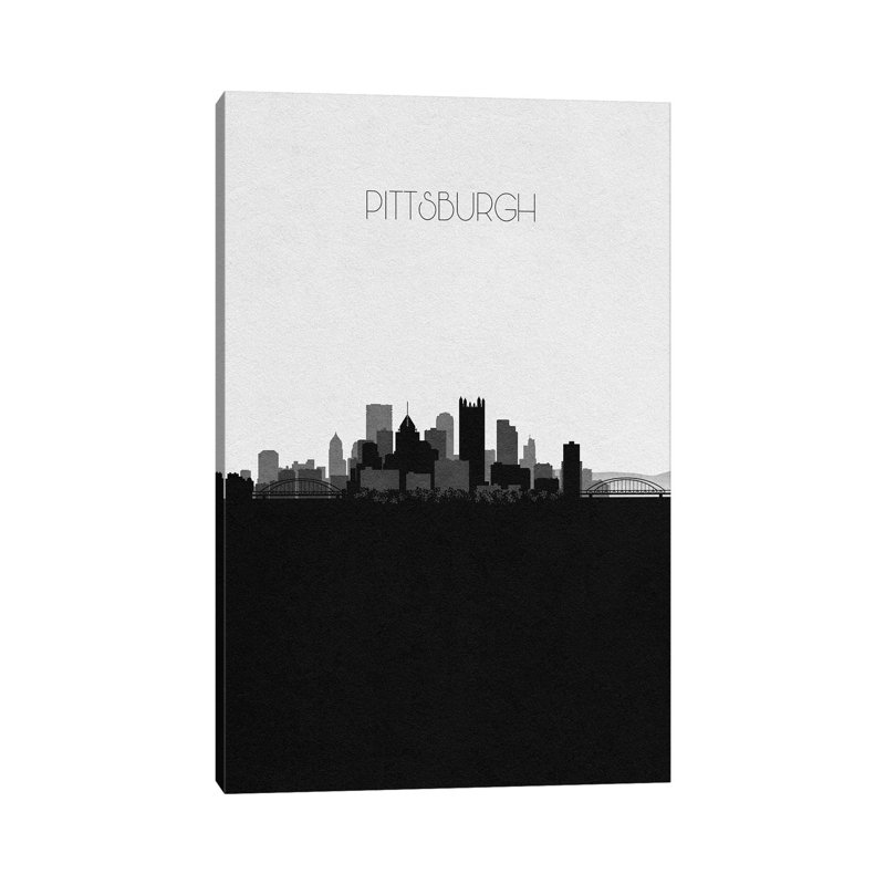Pittsburgh, Pennsylvania City Skyline 1 Piece Wrapped Canvas Wall Art, 20.32 cm H x 30.48 cm W