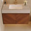 Meuble-lavabo suspendu moderne de 76 cm avec lavabo en céramique – Fermeture amortie