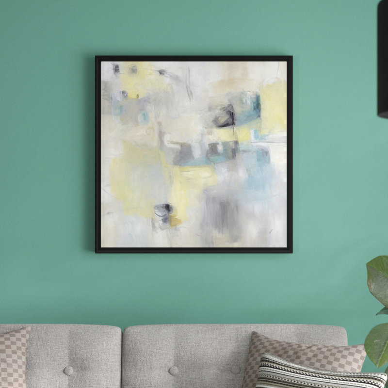 « light work », peinture sur toile, H 31,7 po x l 31,7 po x P 1,75 po, Cadre flottant noir