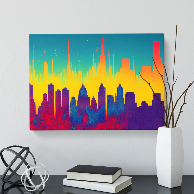 Splashed Skyscraper Skyline Vol.1 Abstract - Wrapped Canvas, 35cm H x 50cm W x 3cm D