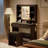anity Desk with LED Mirror and Lights, Padded Stool, USB Charging, Hairdryer Holder, Storage Drawers, Modern Bedroom Makeup Table-1393425380