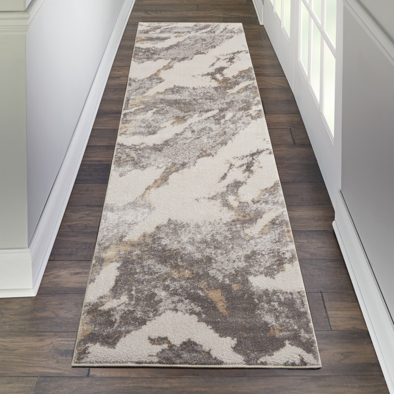 Tapis brun / ivoire Corrado, Tapis de couloir 2 pi 2 po x 7 pi 6 po