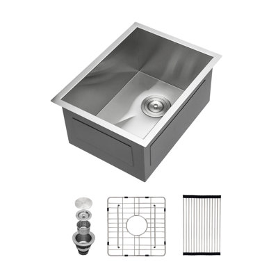 Évier de cuisine encastrable 14 po - évier de cuisine encastrable 14 po x 18 po x 9 po en acier inoxydable de calibre 16 profond 9 pouces